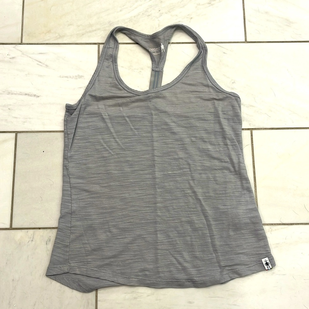 Smartwool merino blend race back tank top, XS light grey